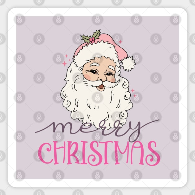 Vintage Pink Santa Claus Merry Christmas Sticker by Yourfavshop600